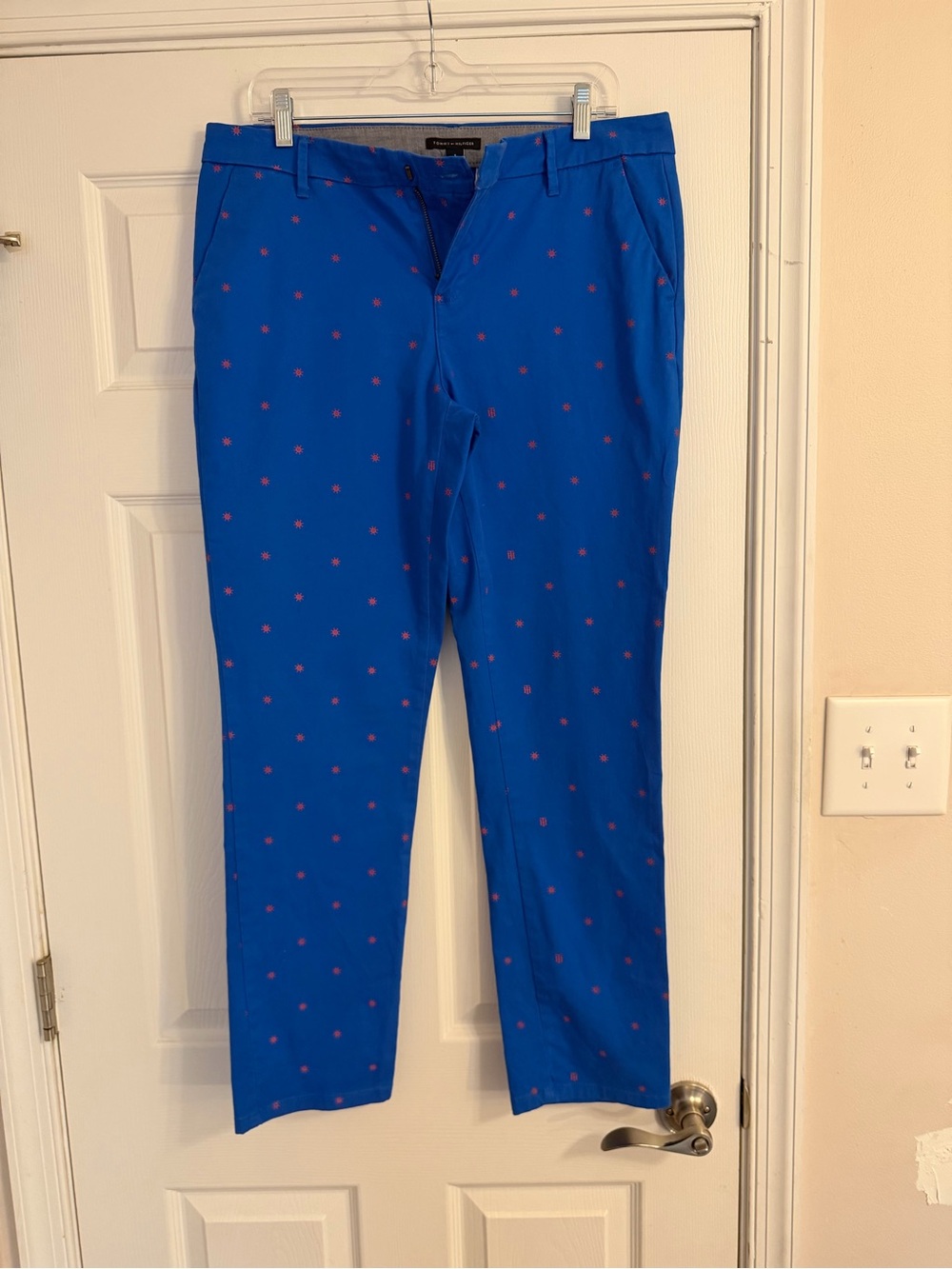 Tommy Hilfiger Royal Blue Chino Pants with Pink Dot Print